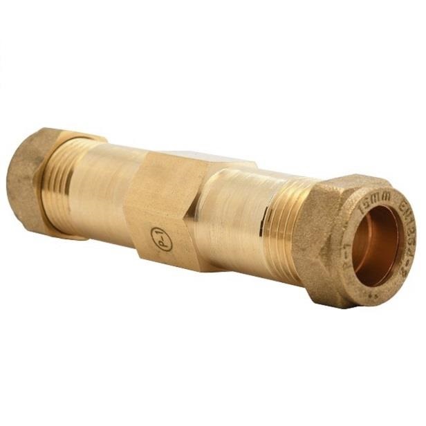 15mm x 15mm x 82mm Brass Comp Slip Repair Coupler