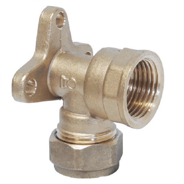 Wallplate Elbow Brass Compression 15mm x 1/2" BSP