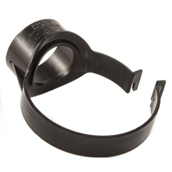 Strap On 110mm Soil Pipe Boss Adaptor in Black Plastic