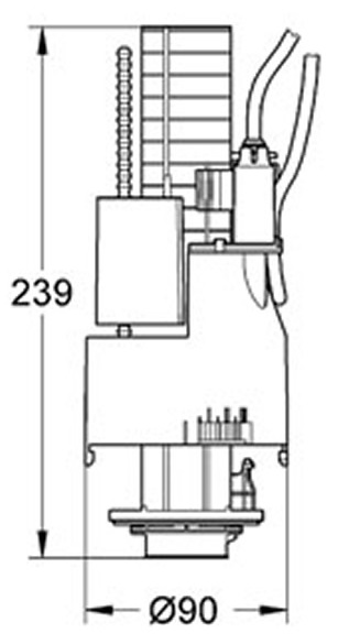 42774 Grohe EAU2 Flush Valve dimensions