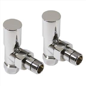 Angled Round Radiator Valves - Pair