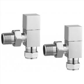 Angled Cubic Radiator Valves - Pair