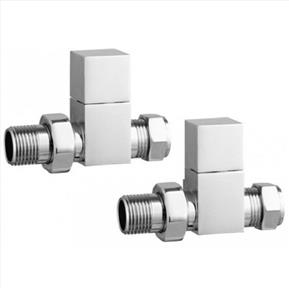 Straight Cubic Radiator Valves - Pair