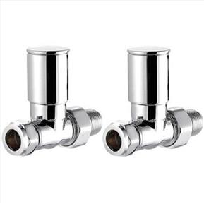 Straight Round Radiator Valves - Pair