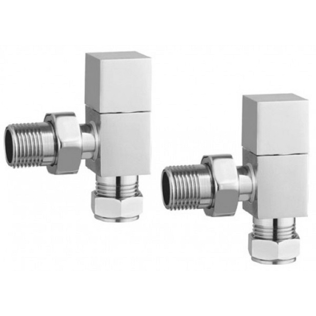 Angled Cubic Radiator Valves - Pair