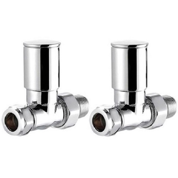 Straight Round Radiator Valves - Pair