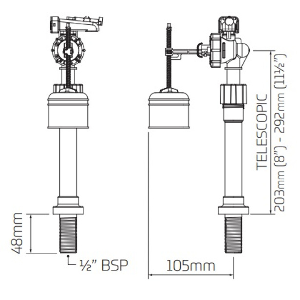 TD Hydroflo BE dimensions