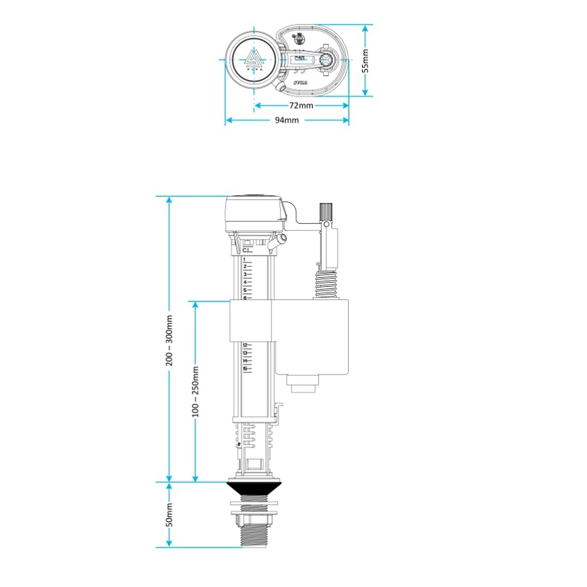 skylo bottom entry float valve brass shank schematic