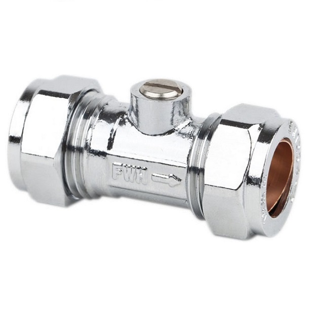 Isolation Valve Chrome Plated 15mm Compression