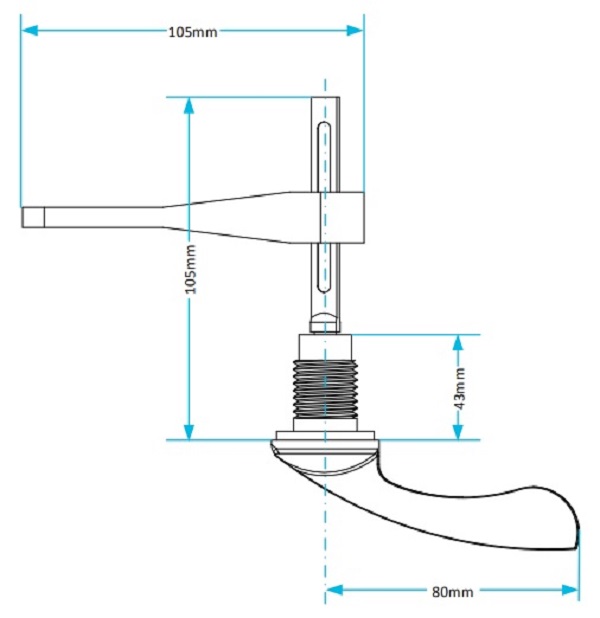 toilet handle half in e type data sheet