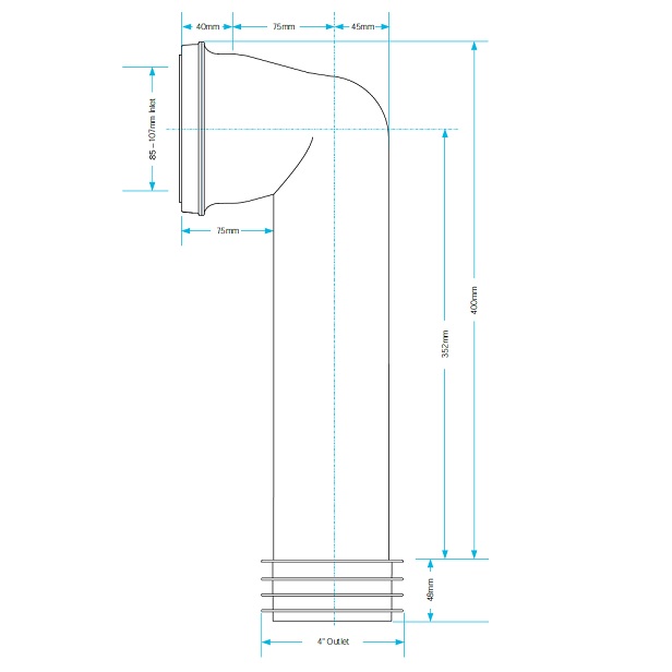 long tail wc pan connector pp0005b