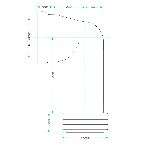 angled wc pan connector pp0005