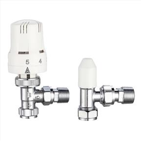 Angled Thermostatic Radiator Valve with Lockshield