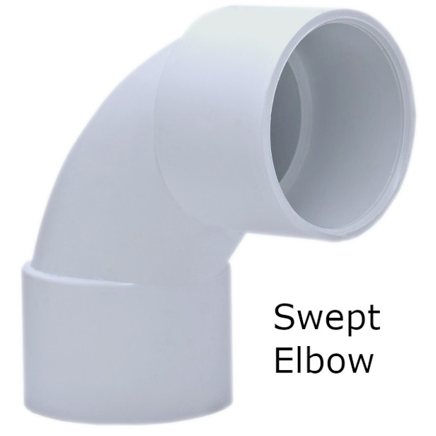 white solvent weld swept elbow