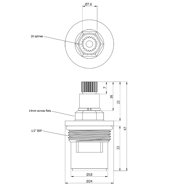 Bristan Echo Tap Cartridge Dimensions