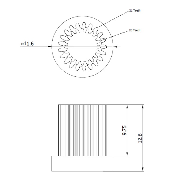 Tap Gland Spline Adaptor 21 Teeth Disc040