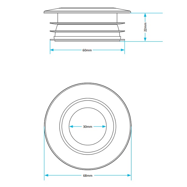 Clear WC Internal Flush Cone dimensions PP0004A