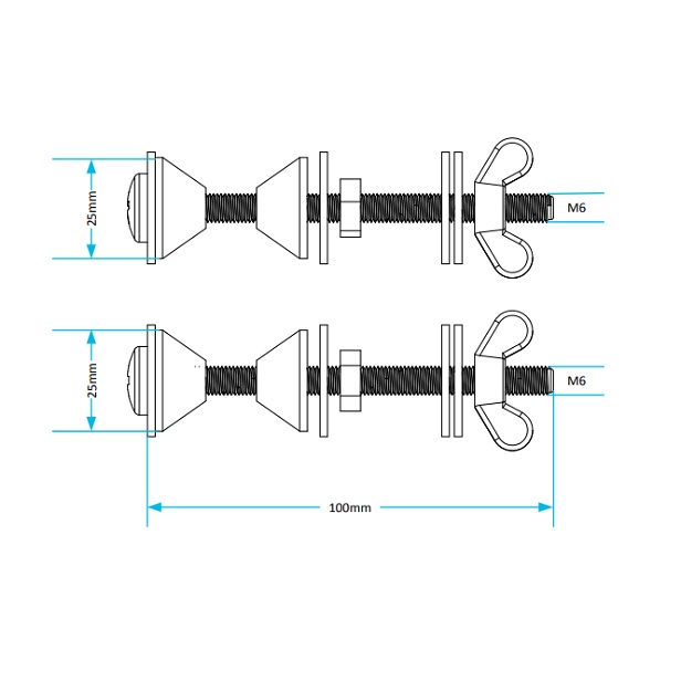 bolt through kit dimensions