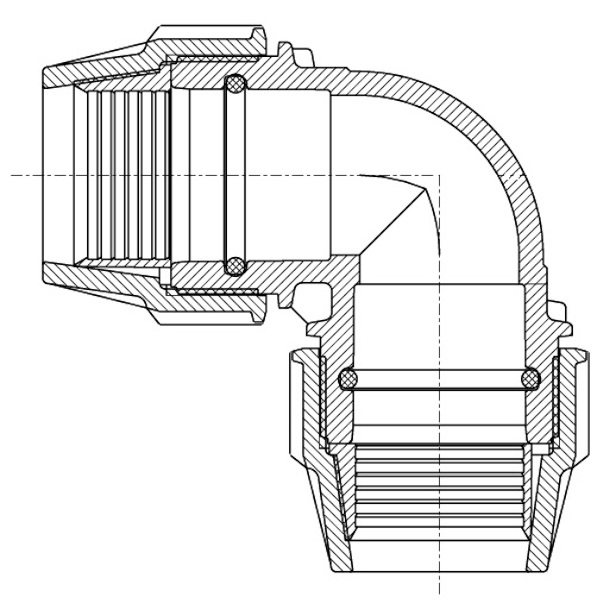 Plasson 7050 90° Elbow Schematic