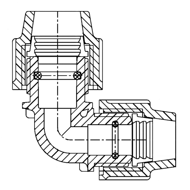 Plasson 7510 90° Elbow Schematic