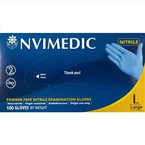 Standard Powder Free Blue Nitrile Gloves - Large