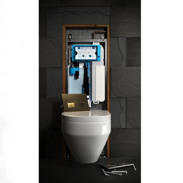 Wall hung toilet frame in situ