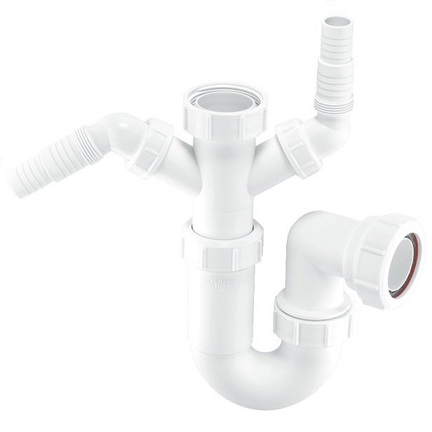 McAlpine 40mm/1.5 inch Sink Trap Twin 135° Nozzles WM11