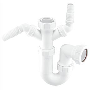 McAlpine 40mm/1.5 inch Sink Trap Twin 135° Nozzles WM11