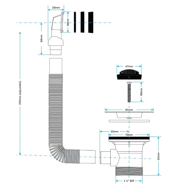 605 Sink Combination Waste Schematic